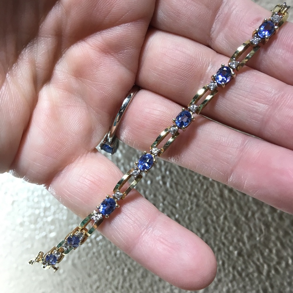 SOLD 14k Tanzanite Diamond Bracelet 7.25 Inches - Picture 3 of 5